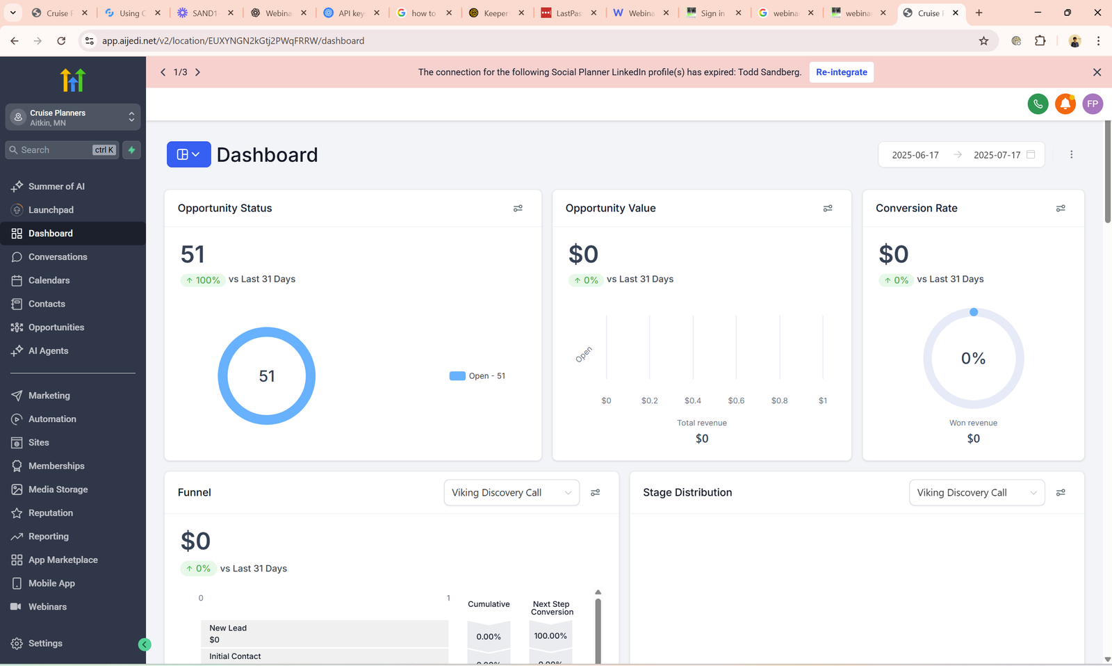 GoHighLevel dashboard